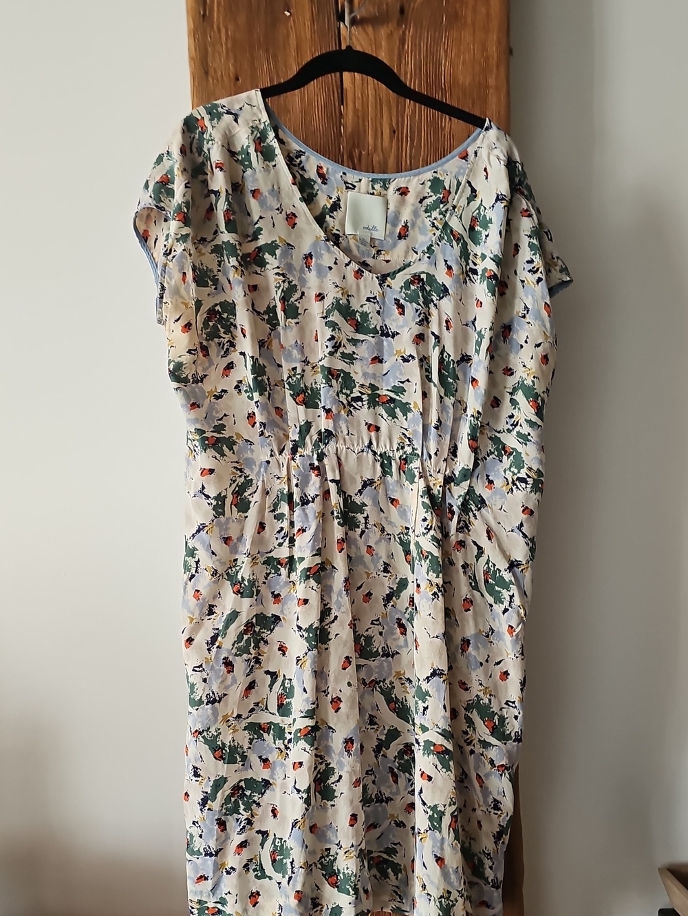 Vintage Anthro Odille 100% Silk Sz Xl Elastic Waist Multicolor Dress